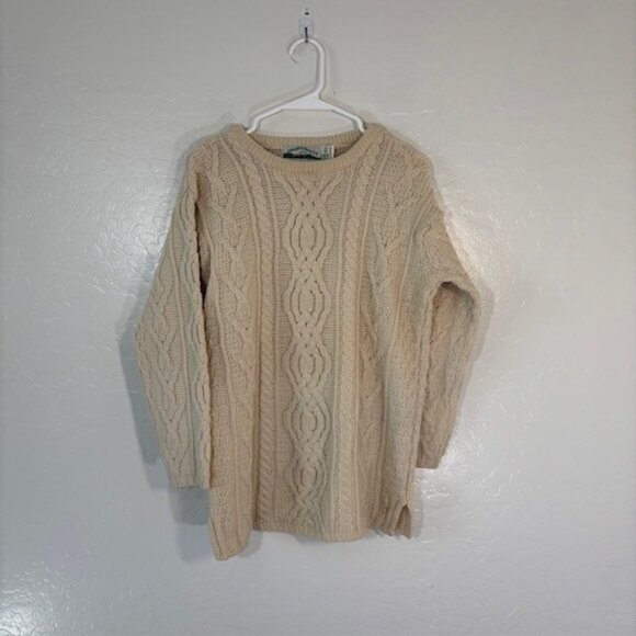 Aran Crafts Sweater Womens XS Wool Pullover Cable Knit Ivory Ireland - Picture 1 of 5